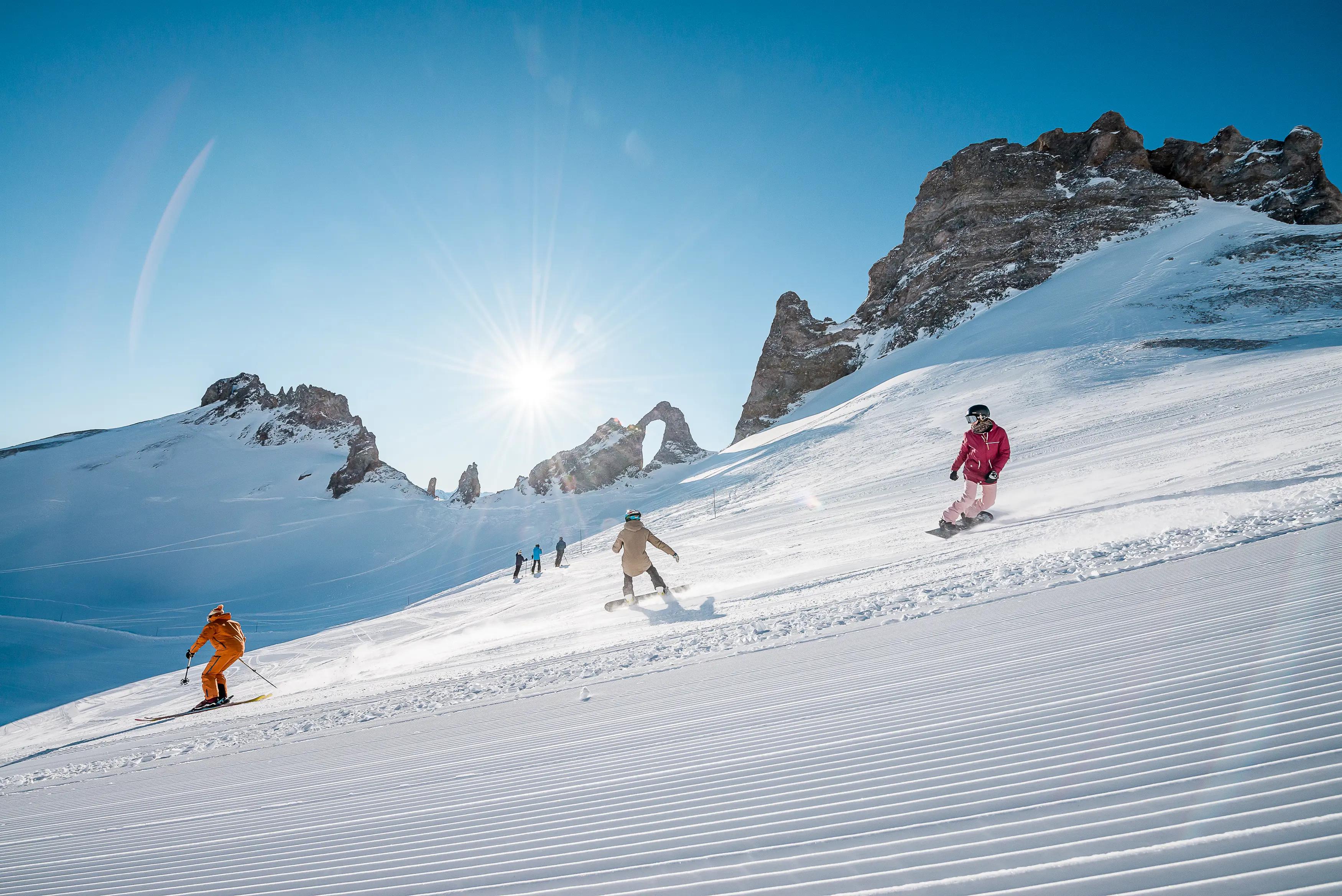 Præpareret pist og skiløb i Tignes