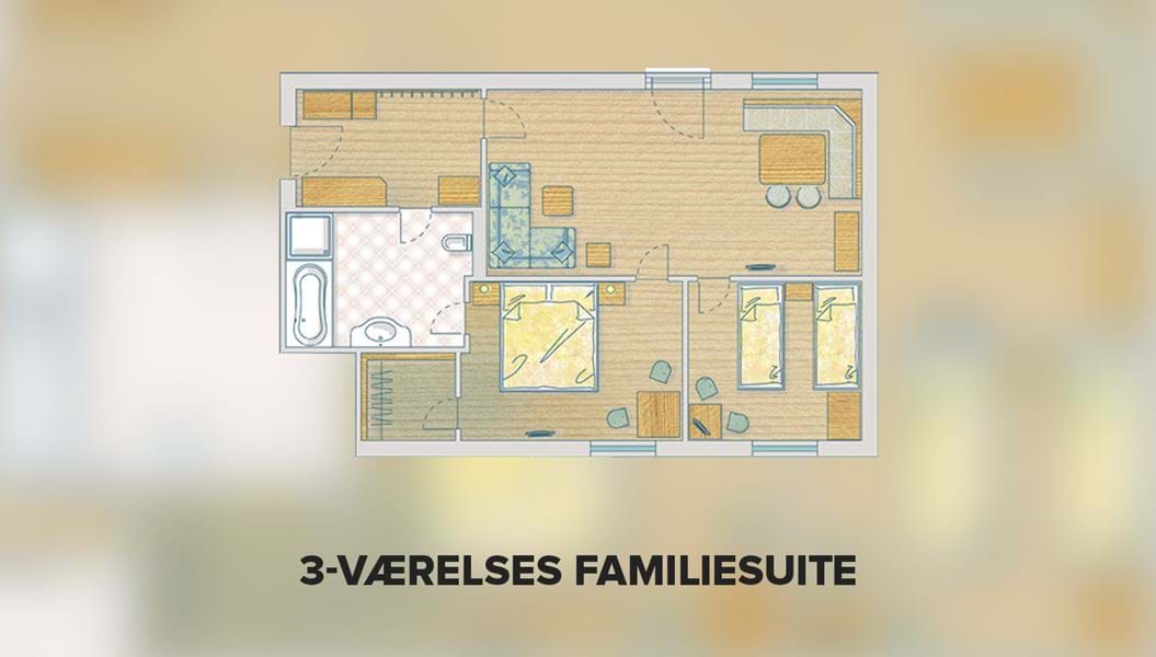 3-værelses familiesuite på Hotel Marietta i Obertauern med Danski